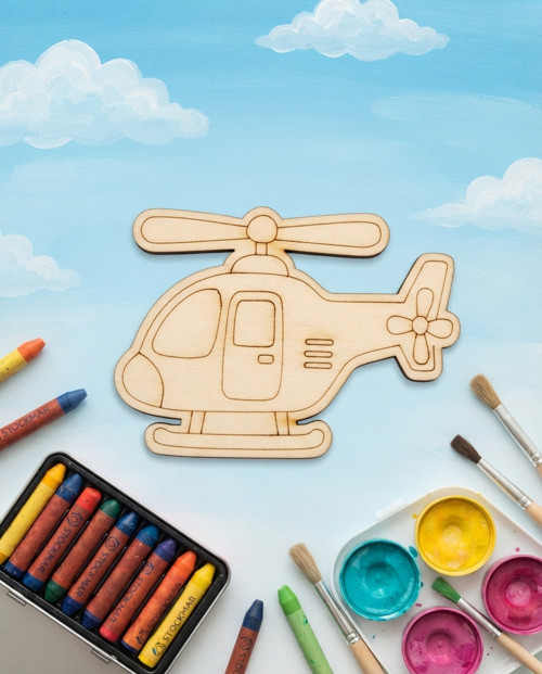 Dřevěný výřez helikoptéra 7 cm KV0371 K