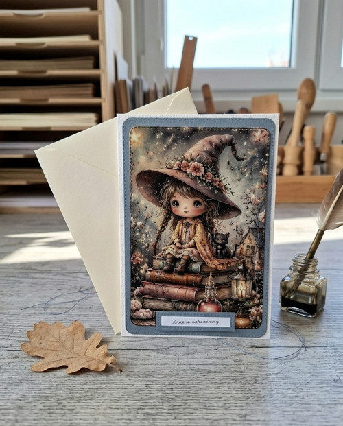 3D přání Krásné narozeny - holčička čarodějnice — foto 1