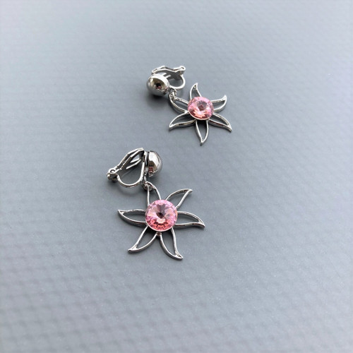 Antialergické klipsy Light rose Swarovski lilie