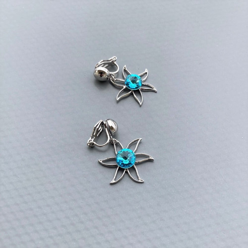 Antialergické klipsy Aquamarine Swarovski lilie