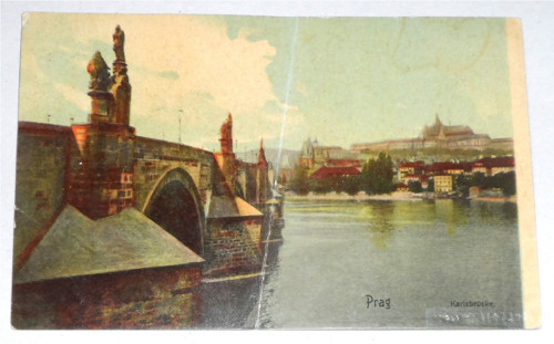 Starožitná POHLEDNICE • Praha, Karlův most, 1908
