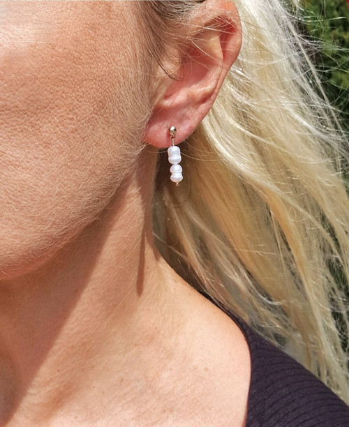 Přírodní perly*náušnice*puzetky*ocel rose gold