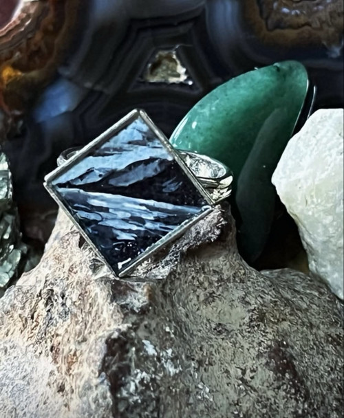Šperk s ručně malovaným obrazem - prsten 12x12 mm