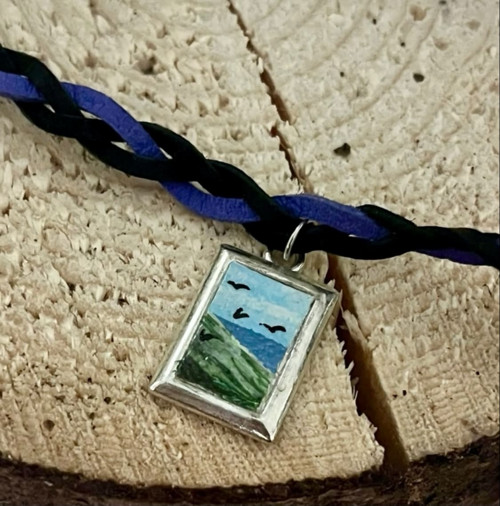 Šperk s ručně malovaným obrazem - přívěsek 9x13 mm