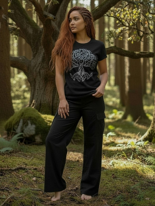 Měsíční Yggdrasil, ručně malované tričko XS-XXL