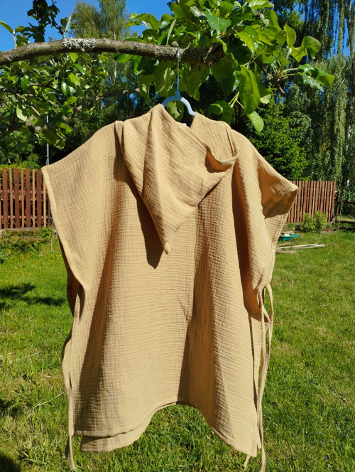 Mušelínové pončo Mini béžové/camel 1-3 roky