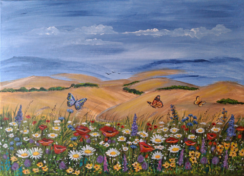 Motýlí louka?_50x70 cm