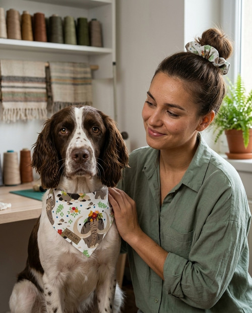 Set pro pejska a pro Tebe: Bandana a Scrunchie