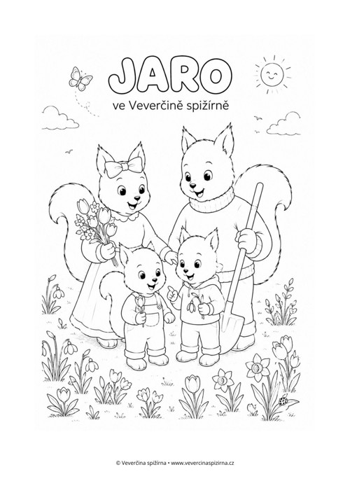 Veverčí omalovánky - JARO