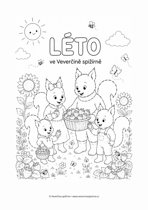 Veverčí omalovánky - LÉTO