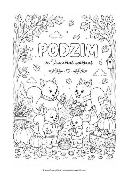 Veverčí omalovánky - PODZIM