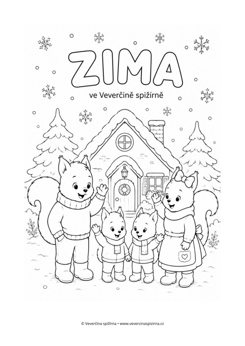 Veverčí omalovánky - ZIMA