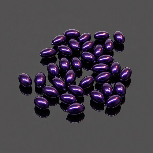 Voskované olivy fialové, sklo, 6x4mm (50ks)