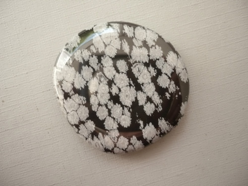 Placka - obsidián vločkový 42 mm, č.328f