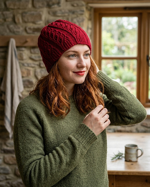 Dámská čepice 100% merino – Bordová / Bordó