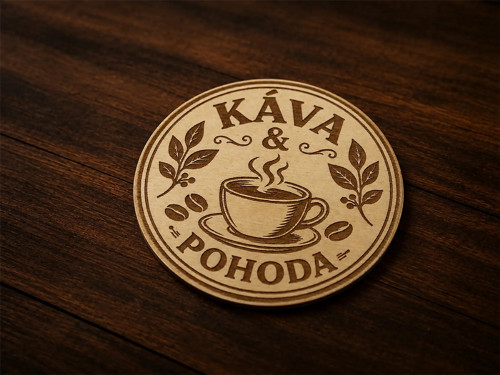 Dřevěný podtácek Káva a pohoda