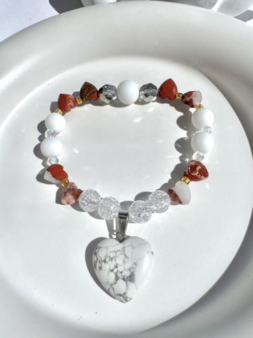 Chalcedony & Agate Heart Bracelet