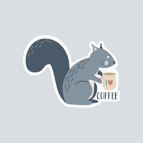 Samolepka veverka - kafe