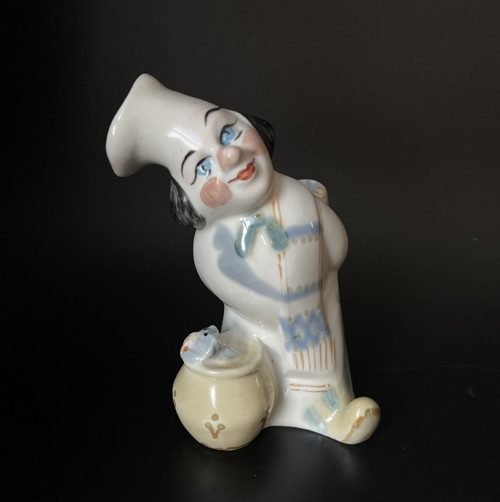 Porcelánová soška Klaun kuchař 12 cm, Polonne USSR
