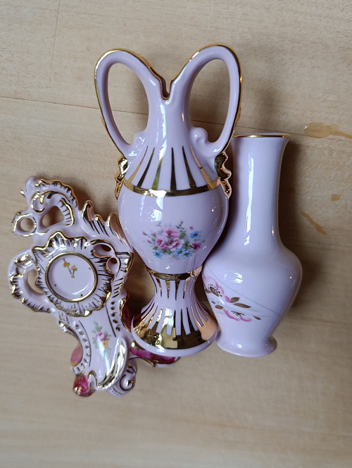 Sada 3ks z růžového porcelánu - osobní odběr Brno