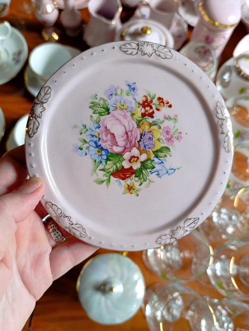 Tác z růžového porcelánu, odběr Brno