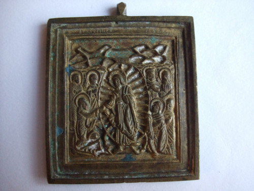 Bronzová plaketa Vzkříšení Krista, 6 X 5 cm