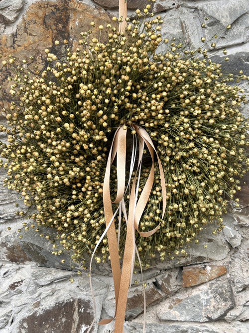 Lněný věnec - střapáč 45 cm