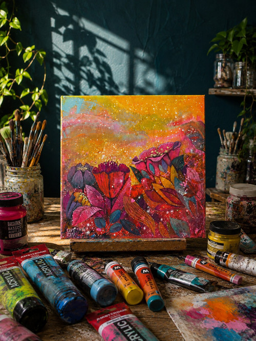 Originální obraz: Magická zahrada - 30x30cm