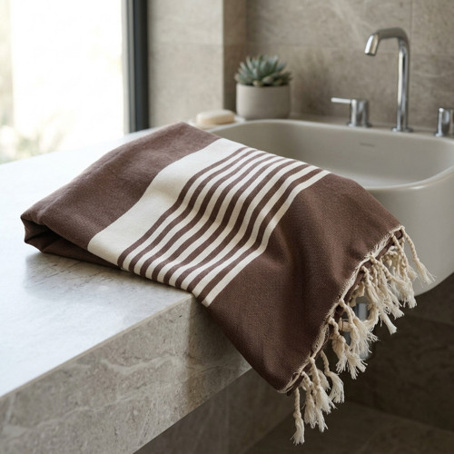 Osuška / Fouta s proužky – Čokoládová