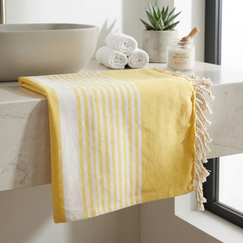 Osuška / Fouta s proužky – žlutá