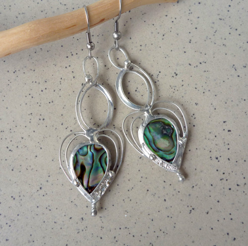 Náušnice visací, paua shell MISS OCEAN, handmade