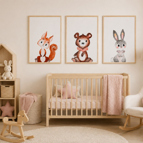 3 nebo 5 plakátů do pokojíčku - lesní zvířátka