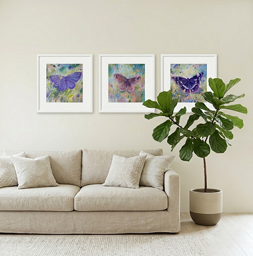 Motýlci TRIPTYCH | Sada 3 autorských tisků