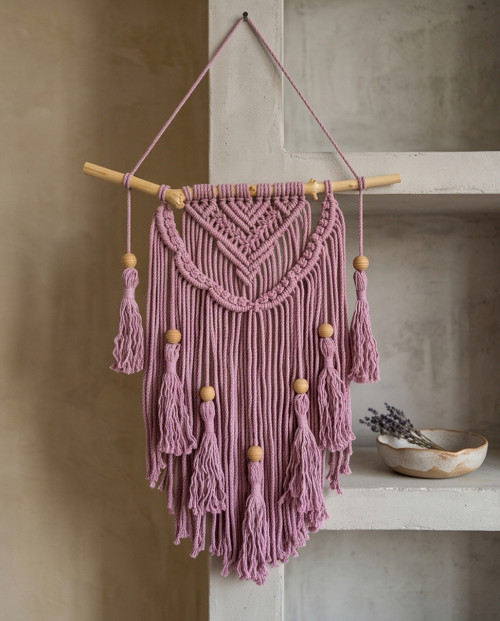 Macramé závěsná dekorace - Lila