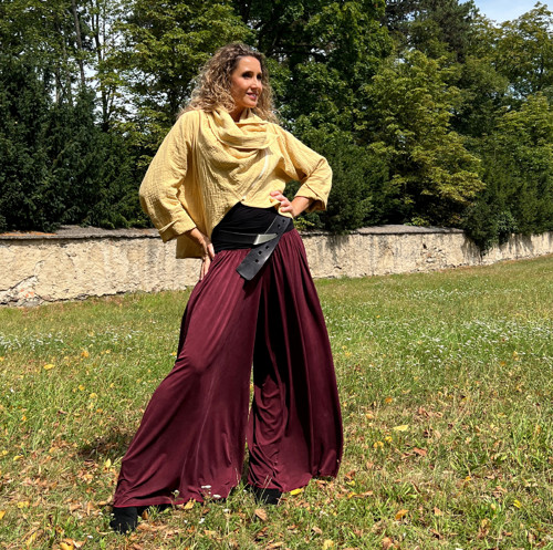 Kalhotová sukně mahagonové cupro
