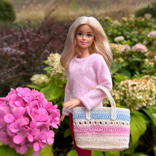 Plážová taška pro Barbie - růžová a modrá
