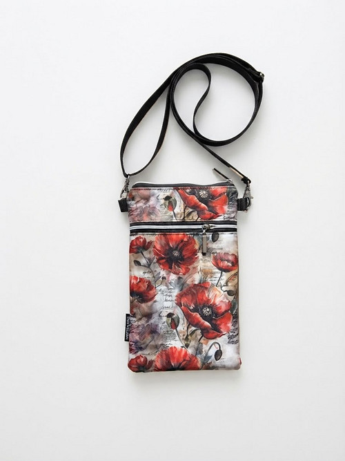 Vlčí máky - taštička crossbody na mobil
