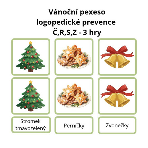 Vánoční pexeso logopedické prevence HRAJ SI