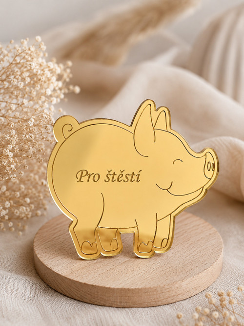Zlaté prasátko pro štěstí – magnet 5 cm