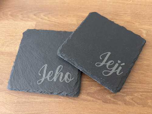 Sada 2 ks Břidlicové podtácky "Její" a "Jeho"