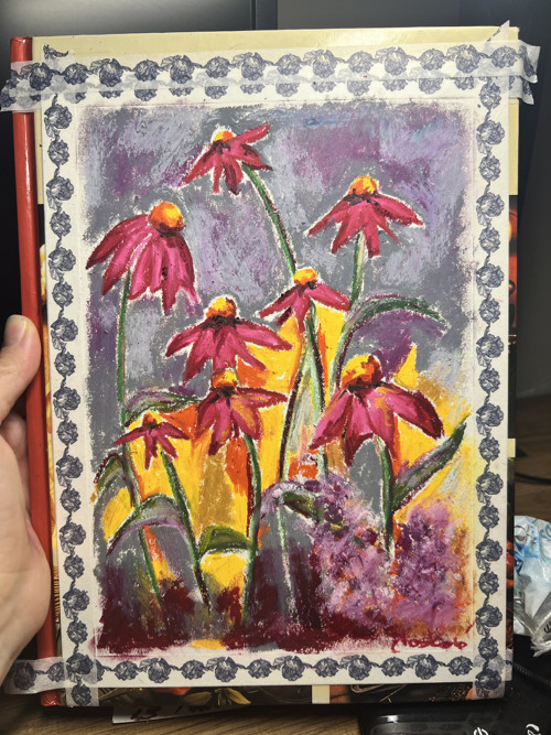 Ilustrace pastel Echinacea