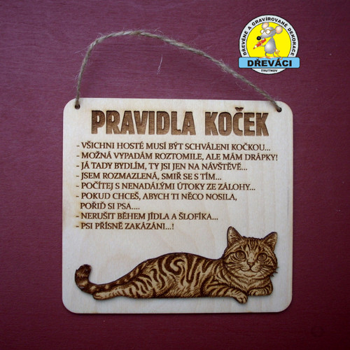 Cedulka PRAVIDLA KOČEK.. KV0372 C