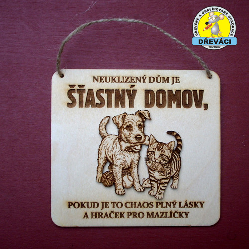 Cedulka ŠŤASTNÝ DOMOV pes + kočka.... KV0372 E