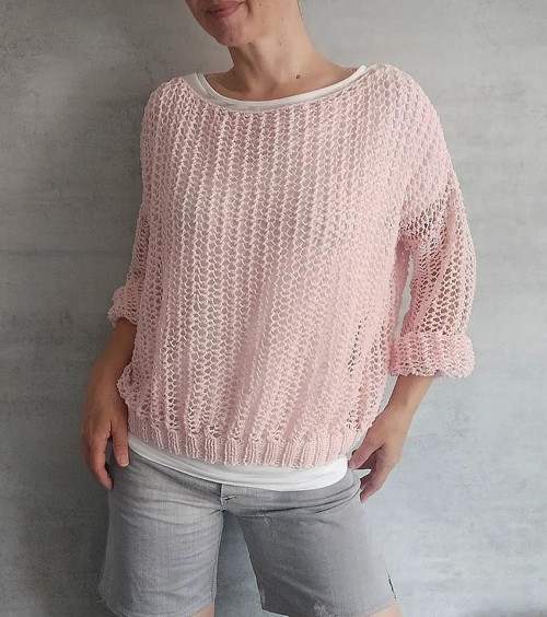Ručně pletený oversize lehký svetřík