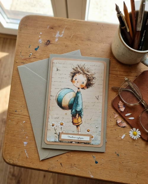 3D přání Všechno nejlepší - motiv chlapce s míčem