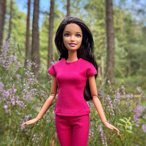 Sportovní sada oblečení pro Barbie - sytě růžová