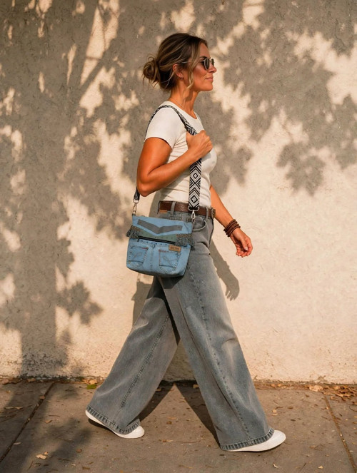 " Džínová kabela " STREET Denim s kůží UPC