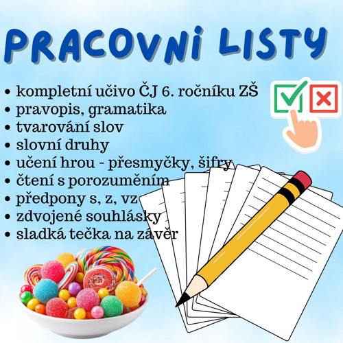Pracovní listy z českého jazyka: 6. třída