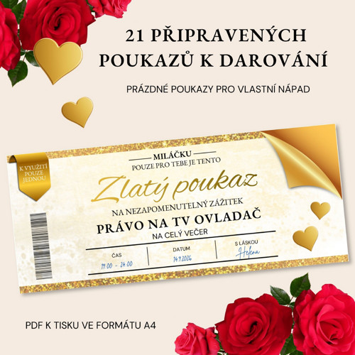 DÁRKOVÉ POUKAZY z lásky - pdf k tisku