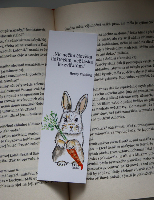 Záložka do knihy králík s mrkví a citátem